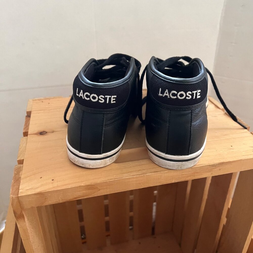 Lacoste Mens Size 7 Black Leather Ampthill LCR3 SPM Mid Lace-Up Sneakers Shoes - Picture 7 of 16